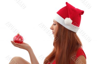 girl with christmas toy