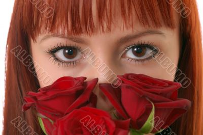 Beautiful girl with roses