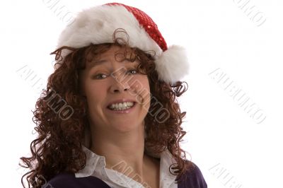 Happy woman with christmas hat