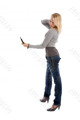 Taking her own picture