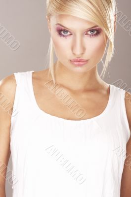 Girl wearing makeup made of flowers