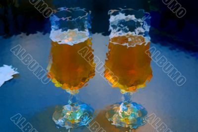 two glasses of beer