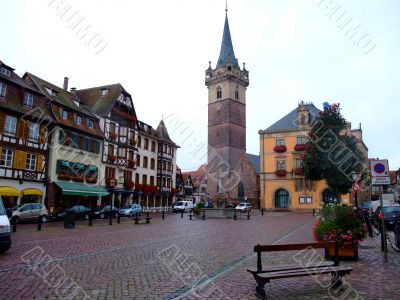 central place of Obernai city - Alsace
