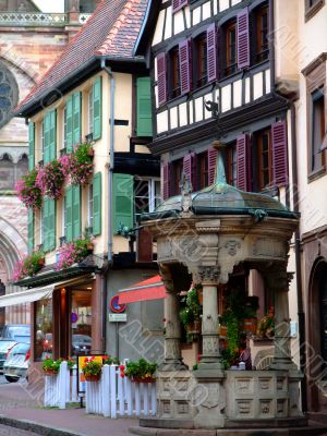 Square in the street at Obernai