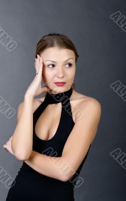 Woman on a black background