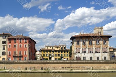 Pisa (Tuscany) - Ancient buildings on the Arno river