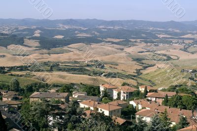 View of Volterra and landscape