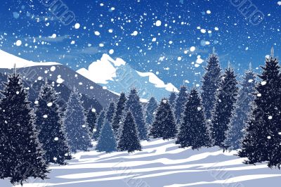 Snowy winter forest