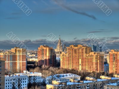 Moscow sunset view from high building