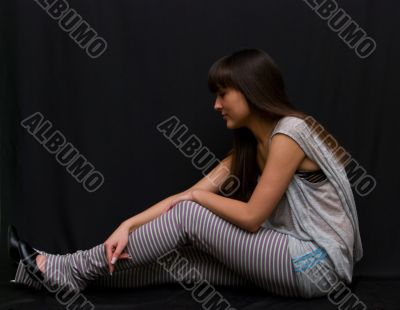 girl on black background