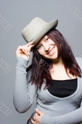 The girl in a grey hat