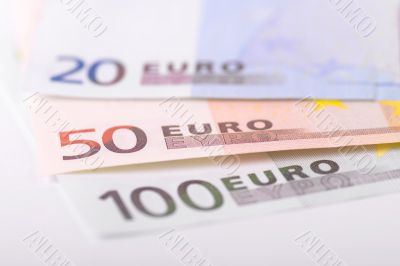 Euro banknotes focus on 50