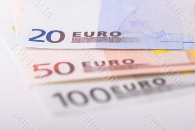 Euro banknotes focus on 20