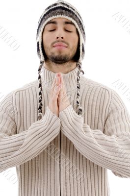 young handsome male praying