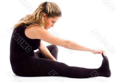 side pose of stretching female