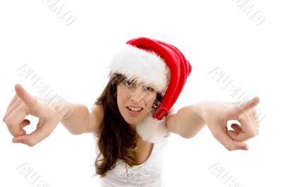 aerial view of female wearing christmas hat