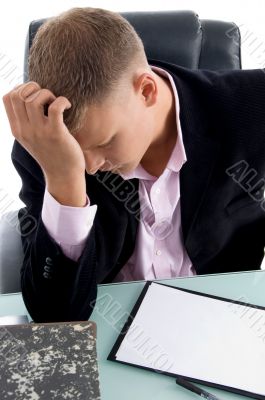 stessed adult businessman