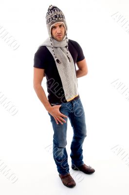 full pose of man in winter clothes