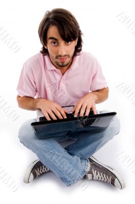 young man working on laptop