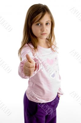 cute girl showing thumbs up