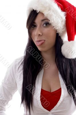 young female teasing with tongue