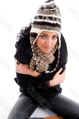 female model shivering from cold