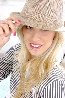 close view of woman with hat