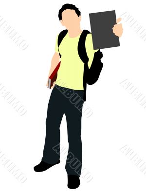 student holding books