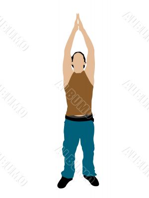 man stretching his arms
