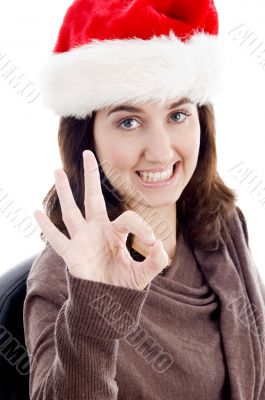 woman with ok hand gesture