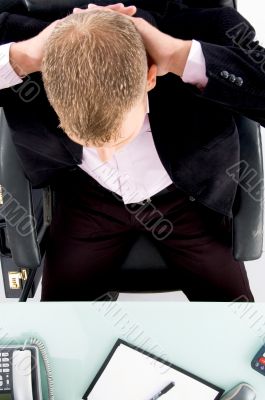 high angle view of businessman