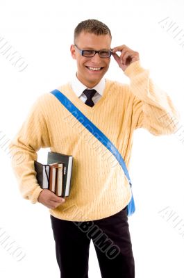 smiling student with his books
