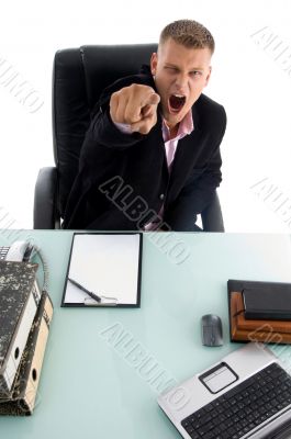 young manager pointing in an office