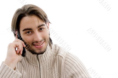 handsome male talking on cell phone