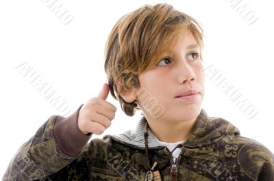 front view of boy with thumbs up