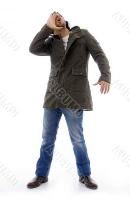 man listening to music