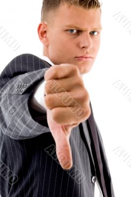 businessman with thumbs down