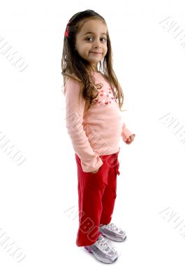 cute girl standing with one hand in pocket