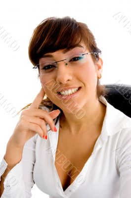 front view of  businesswoman looking at camera