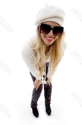 front view of smiling woman and looking at camera
