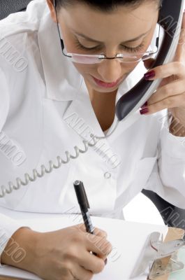 top view of working female doctor