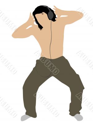 posing man with headphones