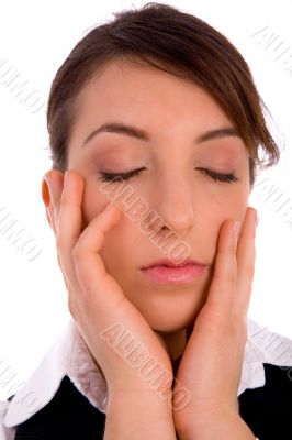 close view of sleeping executive