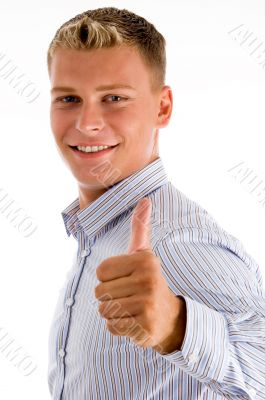 handsome man with thumbs up