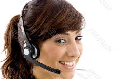happy female customer care executive