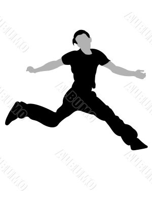 handsom man jumping in air