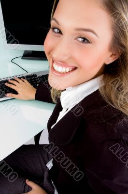 smiling woman looking at camera
