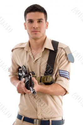 soldier with gun in hands