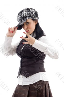 young woman in cap
