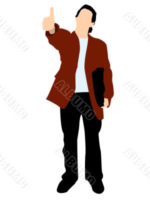 young man showing thumbs up